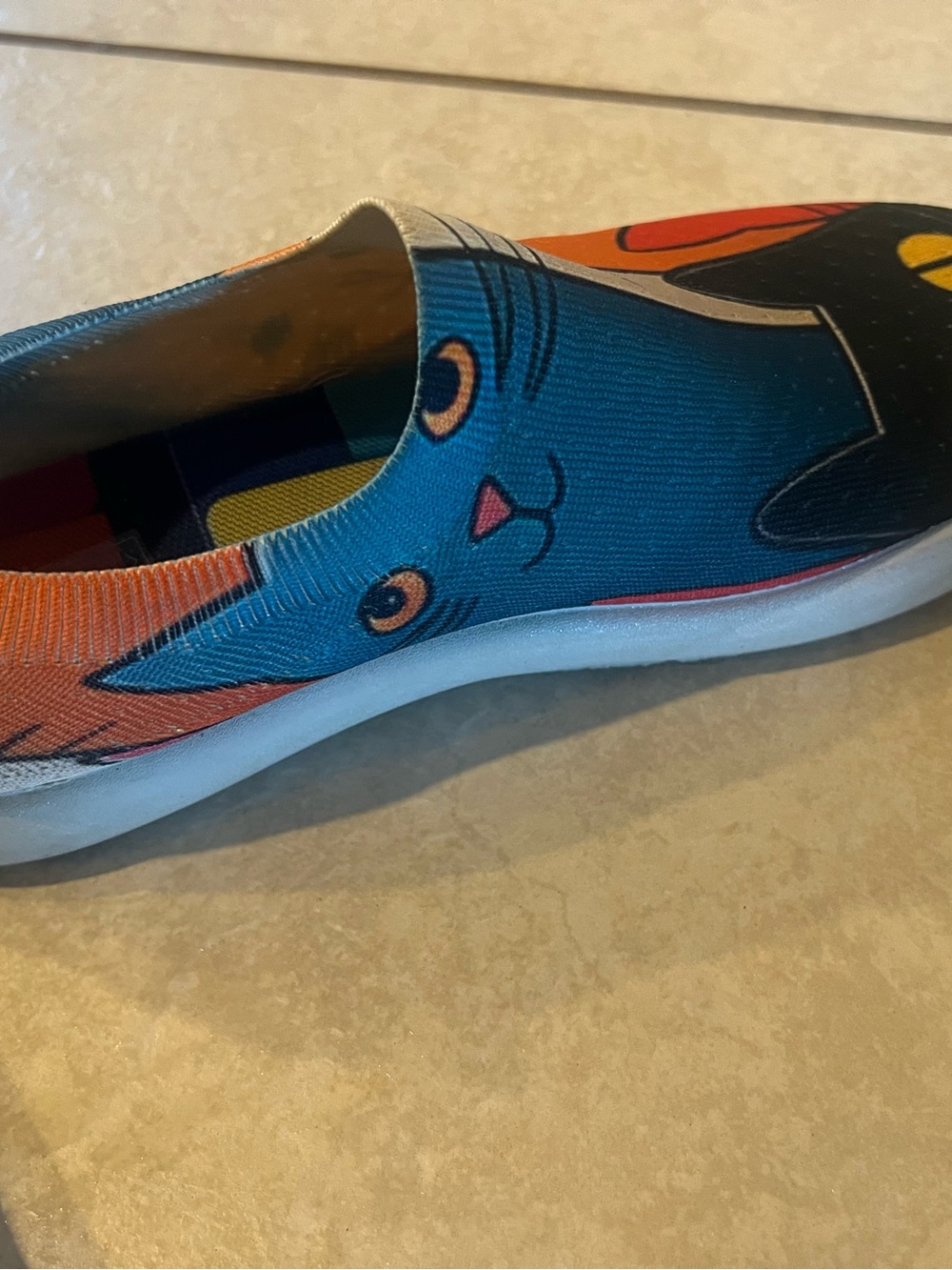 Source Unknown Black & Orange Cat Print Slip-On Flats comfortable - Picture 5 of 9
